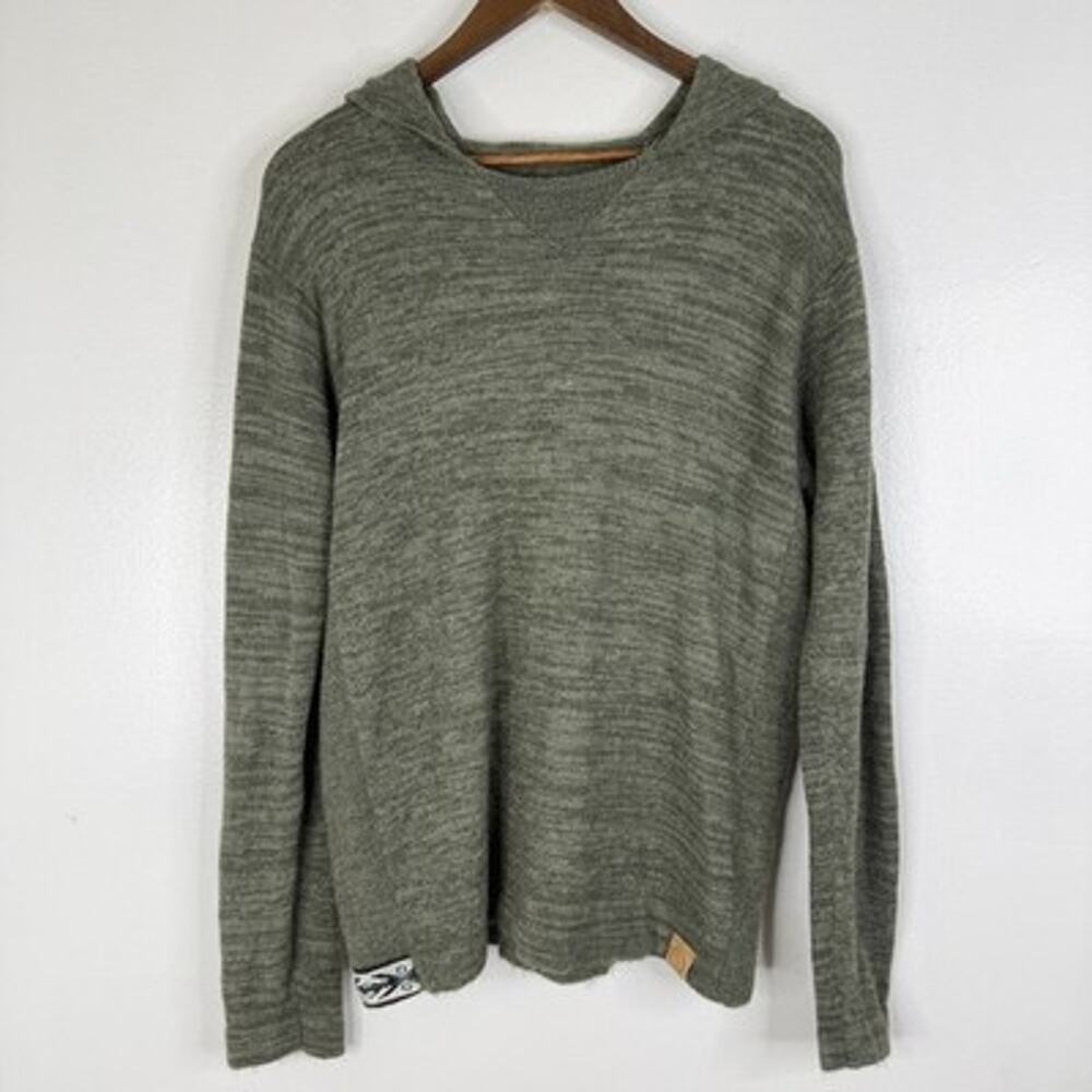 PAKA Alpaca Sweater XL Green Blend Hooded V Neck Long Sleeve Pullover